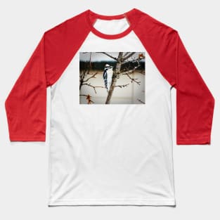 Downy Woodpecker With a Tight Grip Baseball T-Shirt